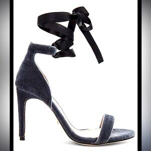 RAYE Beckett Heels Sandals in Steel Blue Velvet Sz 8